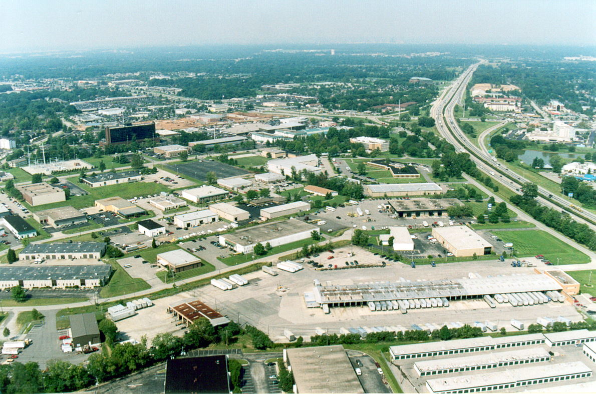 Aerial shot of the Jeffersontown industrial park