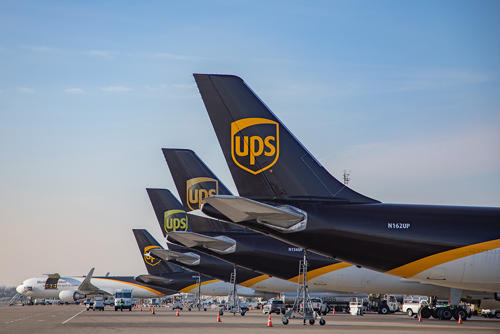 UPS Flight of Planes lined up at UPS Worldport