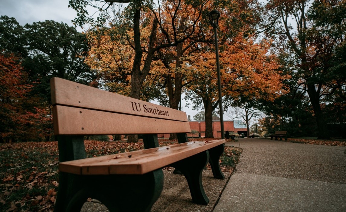 Park bench on Indiana University Southeast campus